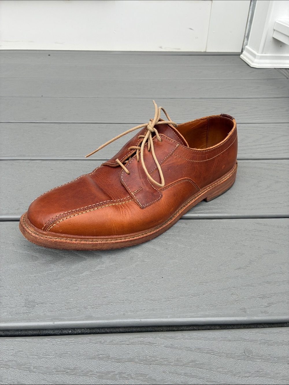 Allen Edmonds Bruce Oxford Derby Leather Lace-Up Shoes Chestnut Brown Size 10.5